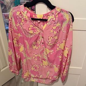 Lilly Pulitzer Pink and Yellow Floral Blouse